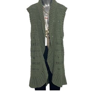 Vintage Crocheted Knitted Sage Green Sweater Vest by Sonoma Life + Style